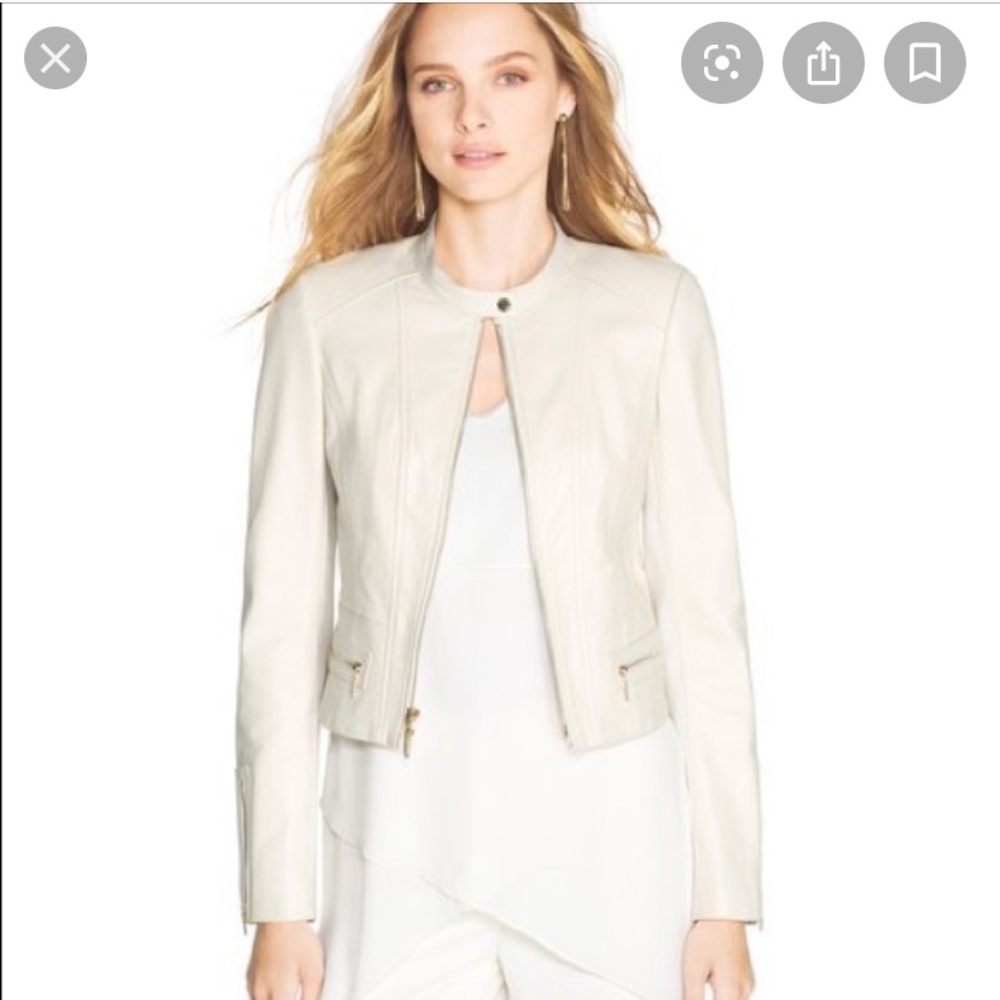 WhiteHouse BlackMarket bone (cream) leather jacket